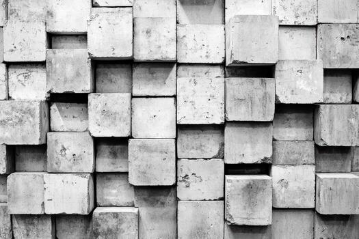 Concrete blocks arranged in a modern, industrial pattern photo
