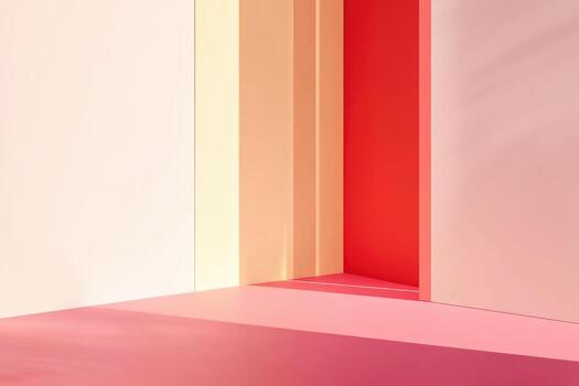 Modern abstract space with warm colors and geometric shapes photo