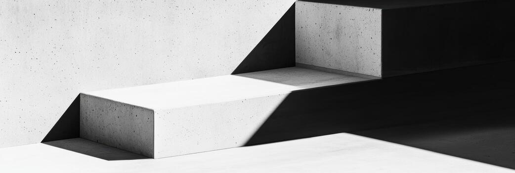 Beautiful minimalist concrete steps create elegant shadows photo