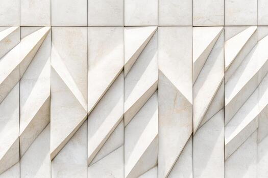 Geometric white wall design with angular shapes and textures photo