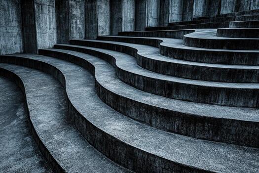 Curved concrete steps in urban architecture design photo