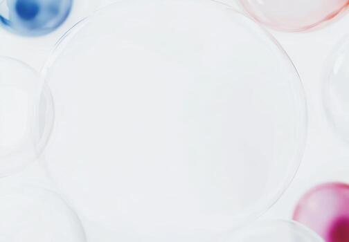 Colorful bubbles float on a soft white background photo