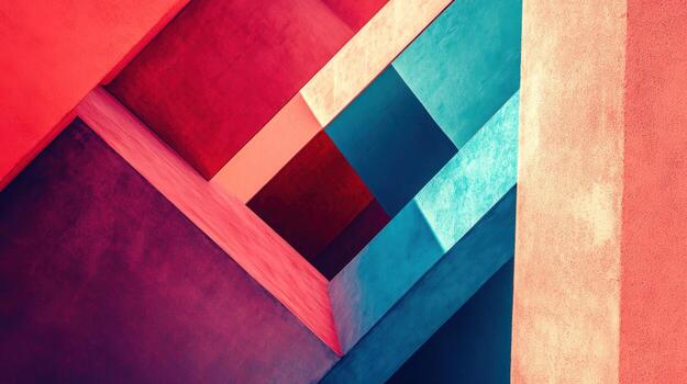 Vibrant geometric shapes in modern architectural design photo