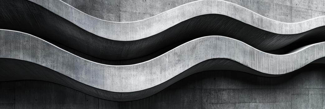 Curved concrete waves create modern architectural design photo