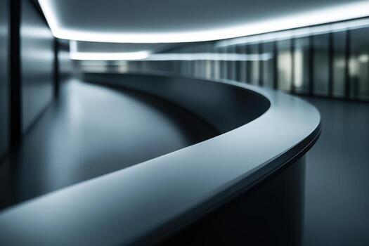 Curved metallic surface in modern architectural space photo