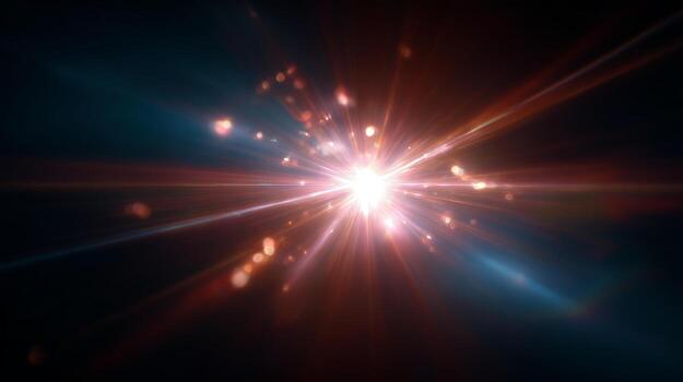 Bright explosion of light creating vibrant patterns in a cosmic background photo