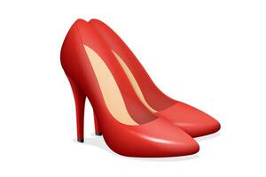 rojo alto tacones en blanco. elegante calzado para Moda efectos visuales vector