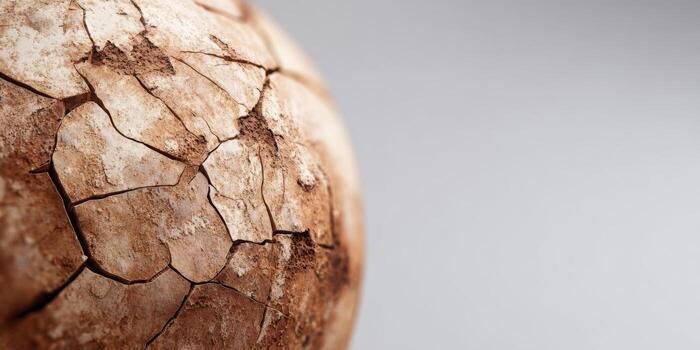 Cracked surface of a round object showcasing earth tones photo