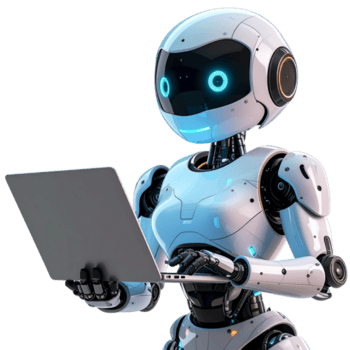 trogen ai robot engagerad med bärbar dator en glimt in i de värld av artificiell intelligens och teknologi png