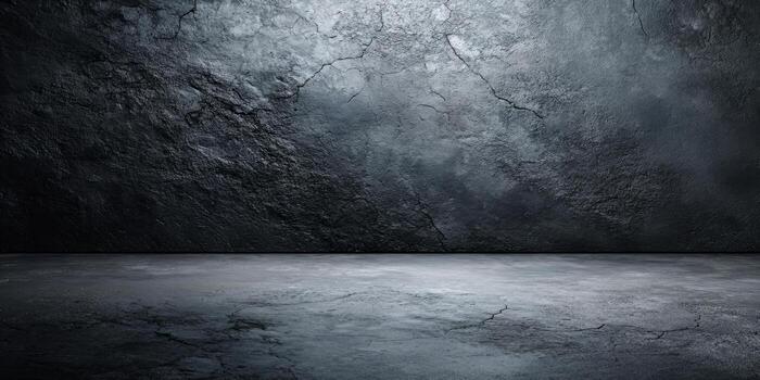 Dark textured wall and floor in a dim space for photography photo