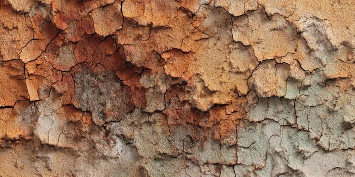 Textured wall surface showing cracks and peeling paint photo