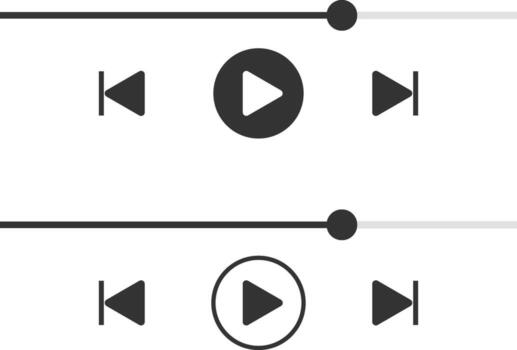 Music play bar icon set. audio player playlist template. Play list for podcast vector
