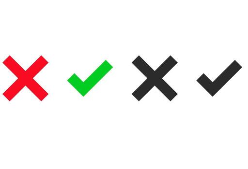 check mark and cross mark icon set. Yes, no sign. Approve and reject symbols. Green Tick and Red X Sign vector