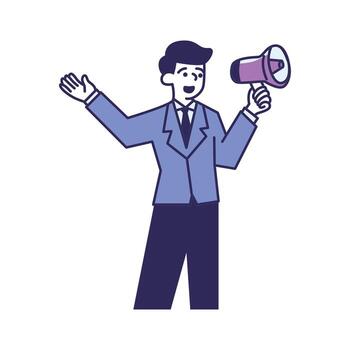 man shout out with megaphone looking for worker illustration design vector