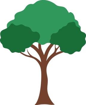 Tree with Brown Trunk and Green Leafy Canopy view isolated vector