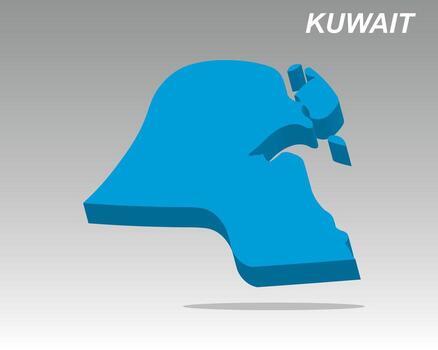 Clean 3D map of Kuwait with a modern design vector