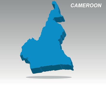 Clean 3D map of Cameroon with a modern design vector
