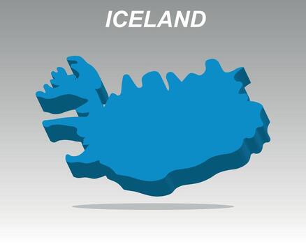 Clean 3D map of Iceland with a modern design vector