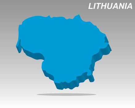 Clean, modern 3D isometric map of Lithuania vector