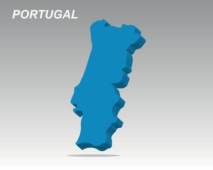 Clean 3D map of Portugal with a modern design vector