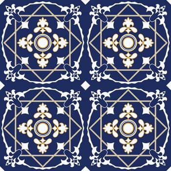 Navy and Gold Octagon Frame Pattern vector