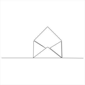 Continuous one line drawing of open envelope icon minimalist illustration vector