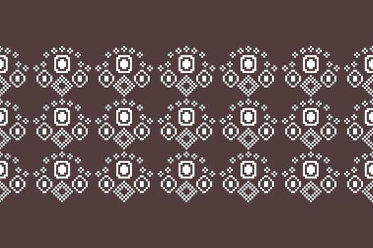 Abstract brown color wallpaper background ethnic pattern pixel style. vector