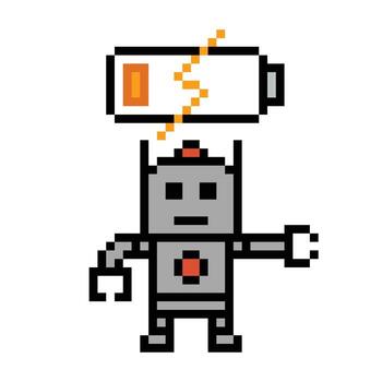 Cartoon robot robotic computer mind machine learn factory ai chat bot art. vector