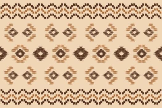 Abstract design of Ikat pattern brown cream color background fabric pattern motifs. vector