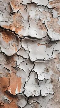 Cracked and Weathered Paint Surface with Gray and Orange Tones photo
