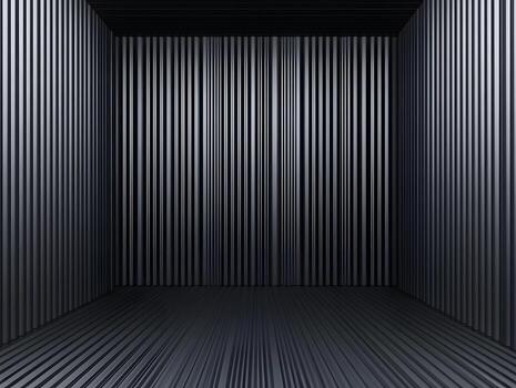 Digital Rendering of a Cubic Room with Vertical Ribbed Walls and Floor photo