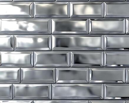 Repeating Pattern of Polished Metallic Rectangular Tiles photo