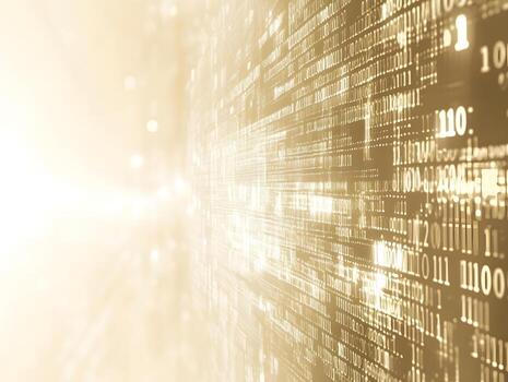 Golden Digital Matrix with Binary Code and Light Effects Representing Technology and Innovation photo