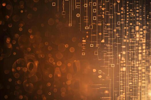 Abstract Digital Art with Warm Tones and Geometry Representing Modern Technology and Data photo