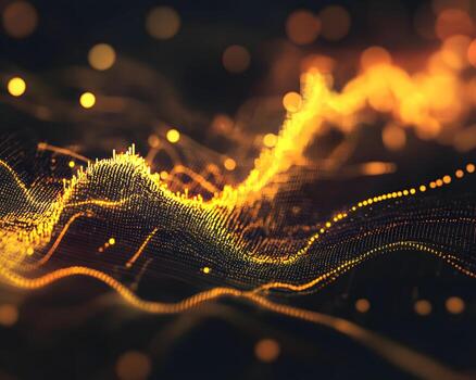 Dynamic Waveform of Vibrant Light Patterns in a Digital Universe Representation photo