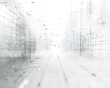 Abstract Digital Landscape with Data Points and Light Effects in a Futuristic Setting photo