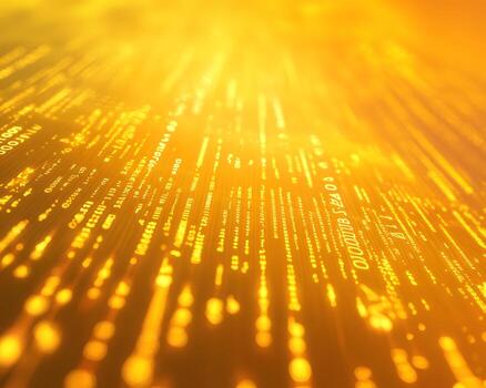 Abstract Golden Light Rays Technology Background with Flowing Data Patterns photo
