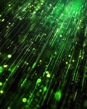 Abstract Visualization of Green Data Streams Reflecting the Essence of Technology and Innovation photo