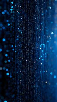 Abstract View of Digital Data Stream with Glowing Blue Particles and Dots in Motion photo