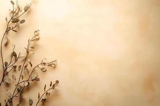 Elegant Neutral Background Featuring Delicate Leaves and Soft Texture for Versatile Design Use photo