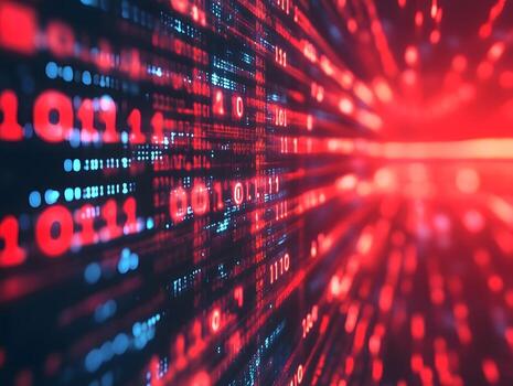 Dynamic Digital Stream of Binary Data Representing Technology and Information Flow in a Virtual Space photo