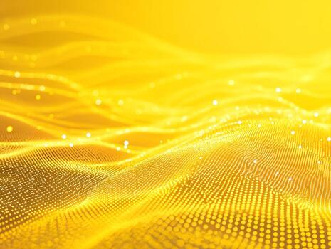 Mesmerizing Abstract Waves of Yellow Light with Dots and Sparkles Flowing in a Digital Landscape photo