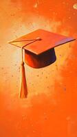 graduación gorra ilustración en contra un naranja antecedentes presentando artístico cepillo golpes y salpicaduras foto