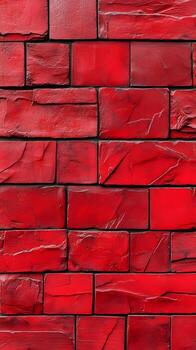 Textured Red Wall with Stones in a Unique Pattern and Design for Abstract Art photo