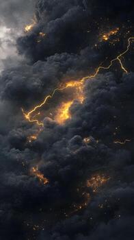 Digital Image of Lightning within Dark Clouds photo