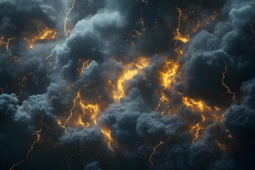 Digital Image of Thunderclouds with Lightning photo