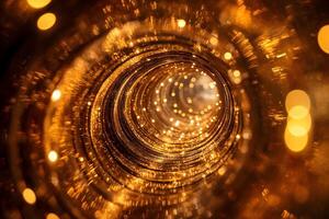 espiral túnel de dorado luces foto
