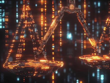 Digital Scale with Binary Code Background photo