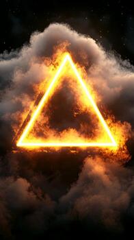 Flaming Clouds with Illuminated Triangular Frame photo