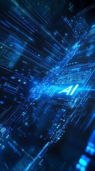 Abstract Representation of AI Circuitry and Data Streams photo